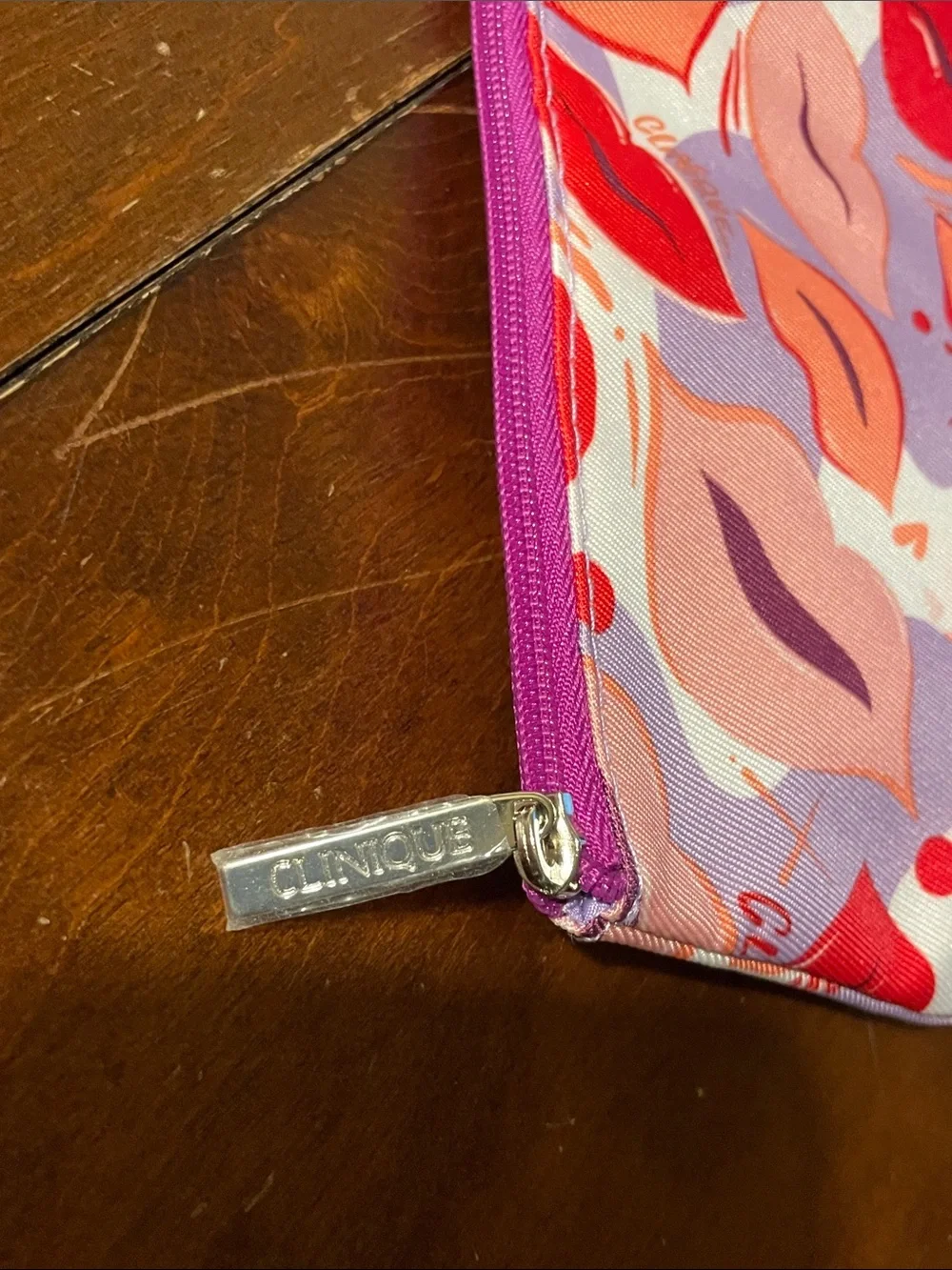 Clinique Lip Print Cosmetic Zippered Pouch Make Up Travel Bag